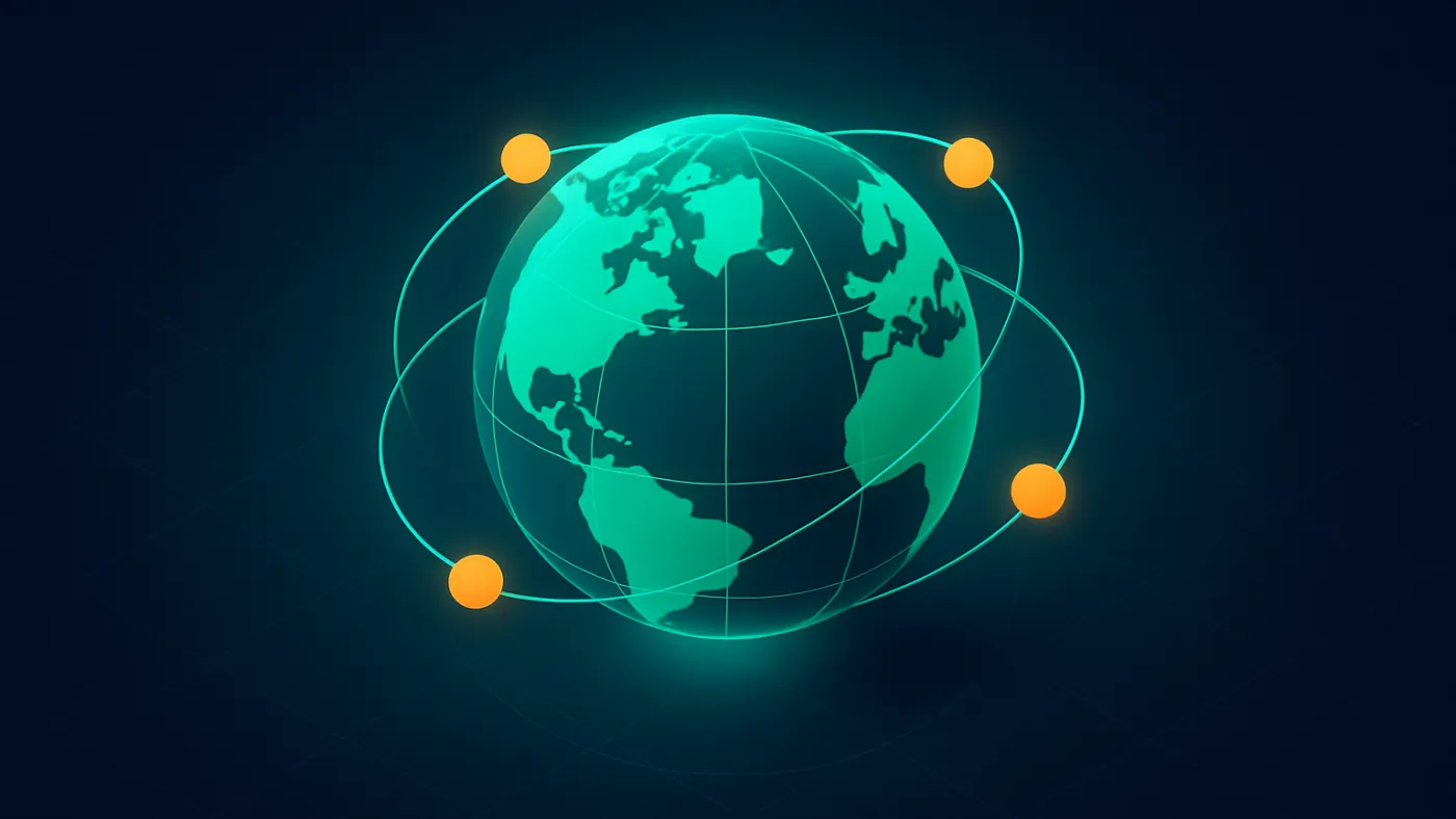 Cloudflare deployment service visual with edge-node map, DNS cards, and deployment checklist