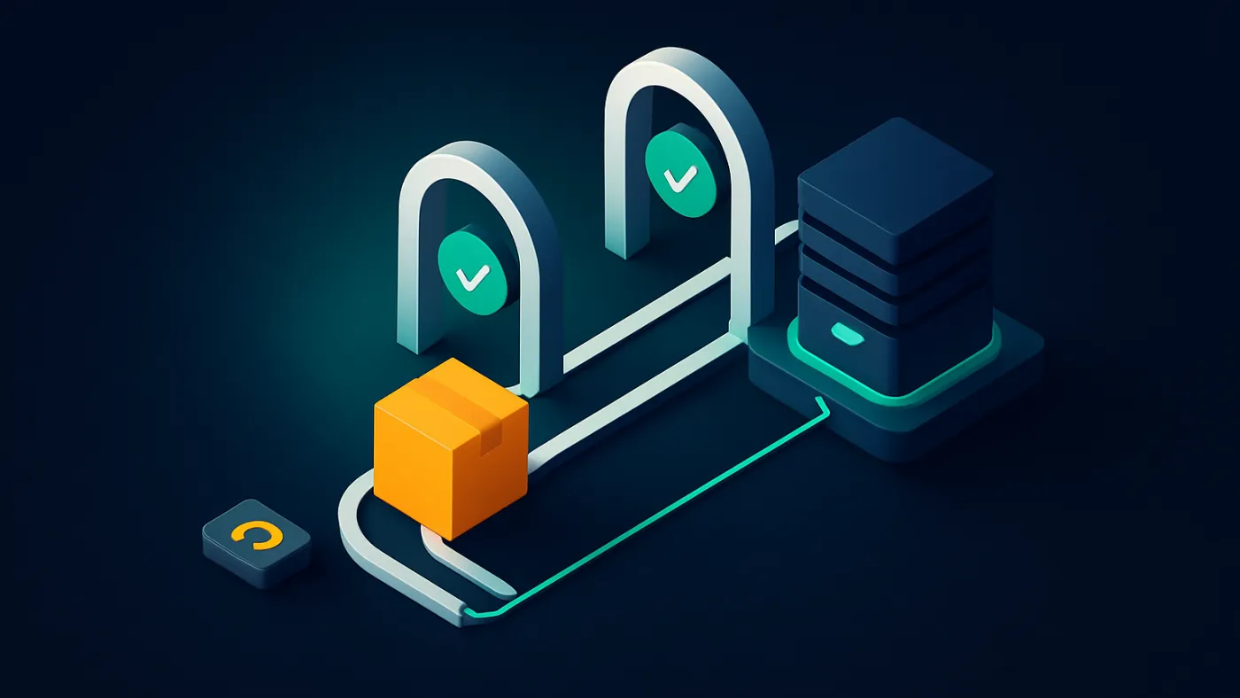 DevOps-enabled delivery visual with release tracks, build packages, gates, and rollback switch